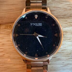 S’SQURE Quartz Watch Blue Galaxy Dial Stainless Steel Bracelet 40mm Unisex Watch